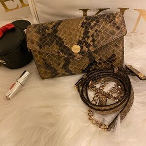 AUTHENTIC MK Elegant Snake Print Leather crossbody